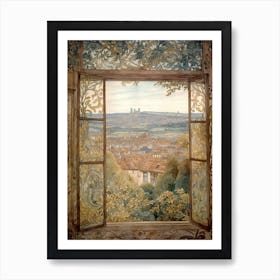 A Window View Of Florence In The Style Of Art Nouveau 1 Art Print