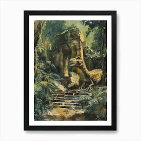 Dinosaur By An Ancient Ruin Painting 1 Póster