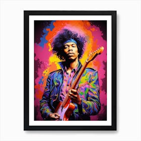 Jimi Hendrix Neon Lights 1 Art Print