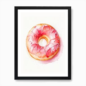 Strawberry Frosted Donut Cute Neon 2 Art Print