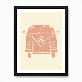 Pink Wall Art Camper Van Print Great Outdoors Wall Art Pink Home Decor VW Camper Gift Art Print