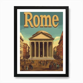 Aihrgdesign A Retro Travel Poster For Rome Art Print