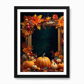 An Opulent Autumnal Frame Filled With Festive Thanksgiving Imagery Midst A Lavish Promotion Digital (7) Art Print