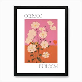 Cosmos In Bloom Flowers Bold Illustration 1 Art Print