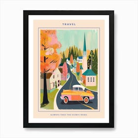 Kitsch Retro Town Illustration 3 Poster Art Print