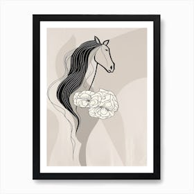 Horse Line Art Abstract 4 Art Print
