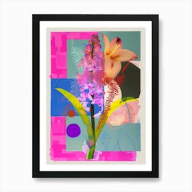 Hyacinth 1 Neon Flower Collage Art Print