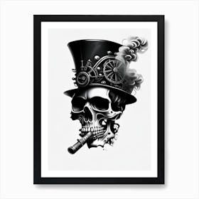 Skull With Pop Art Influences White 2 Stream Punk Art Print