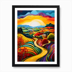 Organic Contours Bright Road Art Print