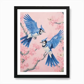 Vintage Japanese Inspired Bird Print Blue Jay 1 Art Print