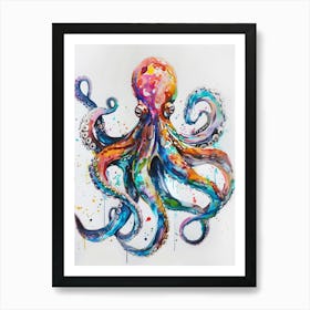 Octopus Colourful Watercolour 4 Art Print