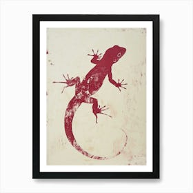 Magenta Golden Gecko Block Print 3 Art Print