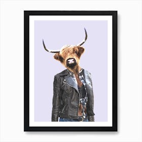 Highland Cow Girl Art Print