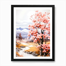 Elysian Radiance Mountain Solitude In Bloom Art Print