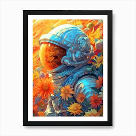 Astronaut In Flowers 1 Art Print