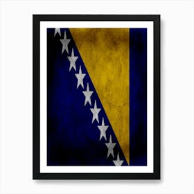 Bosnia And Herze Govina Flag Texture 1 Art Print