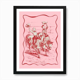 Two Cowboys Riding Horses Art Print