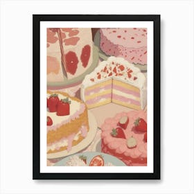 Strawberry Cake Art Print