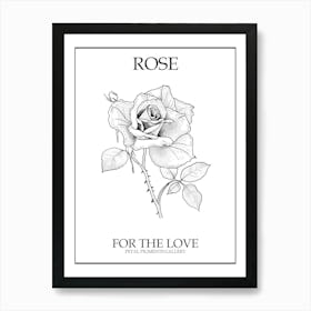 Rose Line Drawing 1 Poster Art Print