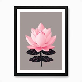 A Pink Lotus In Minimalist Style Vertical Composition 92 Art Print