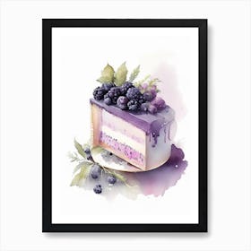 Blackberry Cake Dessert Gouache 1 Flower Art Print