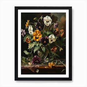 Baroque Floral Still Life Wild Pansy 4 Art Print