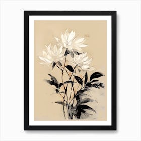 Chrysanthemum Ink On Paper Drawing 1 Art Print