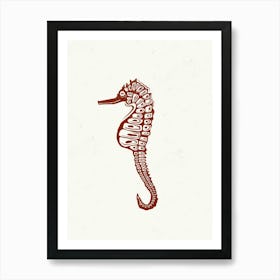 Seahorse Linocut 1 Art Print