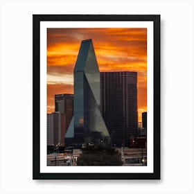 Sunset Over Dallas Skyline 1 Art Print