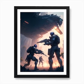 Soldiers Fighting In Future Wars Art Print