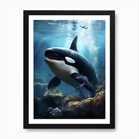 Orca Whale Smiling Underwater Art Print