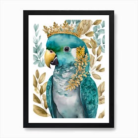 Floral Cute Parrot Watercolor (8) Art Print