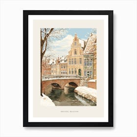 Vintage Winter Poster Bruges Belgium 2 Art Print