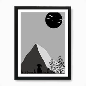 Silhouette Of A Dog Art Print