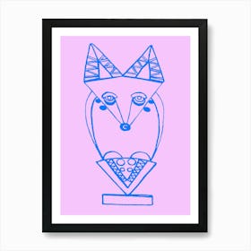 Wolf Pink Blue Art Print