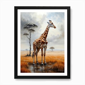 Giraffe Chalk Style Art Print