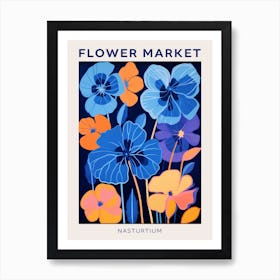 Blue Flower Market Poster Nasturtium 4 Art Print