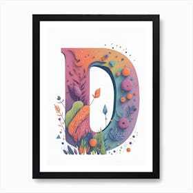 Colorful Letter D Illustration 17 Art Print