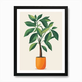 Money Tree Plant Minimalist Illustration 2 Art Print