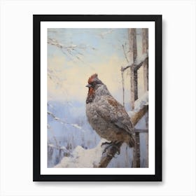 Vintage Winter Animal Painting Grouse 3 Art Print