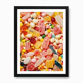 Retro Candy Rainbow Pattern Art Print