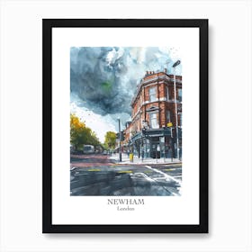 Newham London Borough   Street Watercolour 3 Poster Art Print