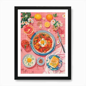 Pink Breakfast Food Shakshuka 1 Art Print