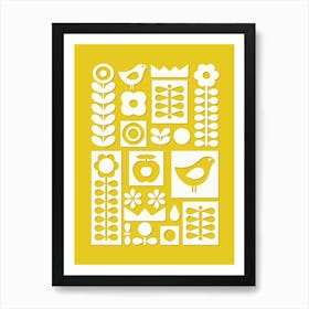 Scandinavian Ornament Art Yellow Affiche