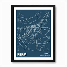 Perm Blueprint City Map 1 Art Print
