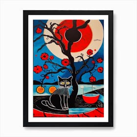 Camellia With A Cat 2 Surreal Joan Miro Style  Art Print