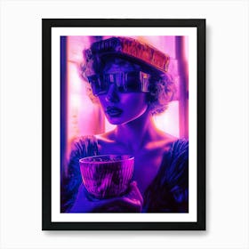 Girl In Glasses Purple Art Print