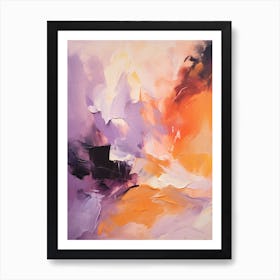 Lilac And Orange Autumn Abstract Painting 1 Art Print