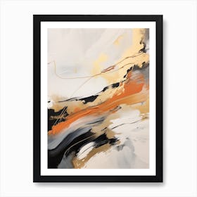 Charcoal And Orange Autumn Abstract Painting 1 Art Print