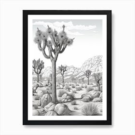  Detailed Drawing Of A Joshua Trees At Dusk In Desert 3 Art Print